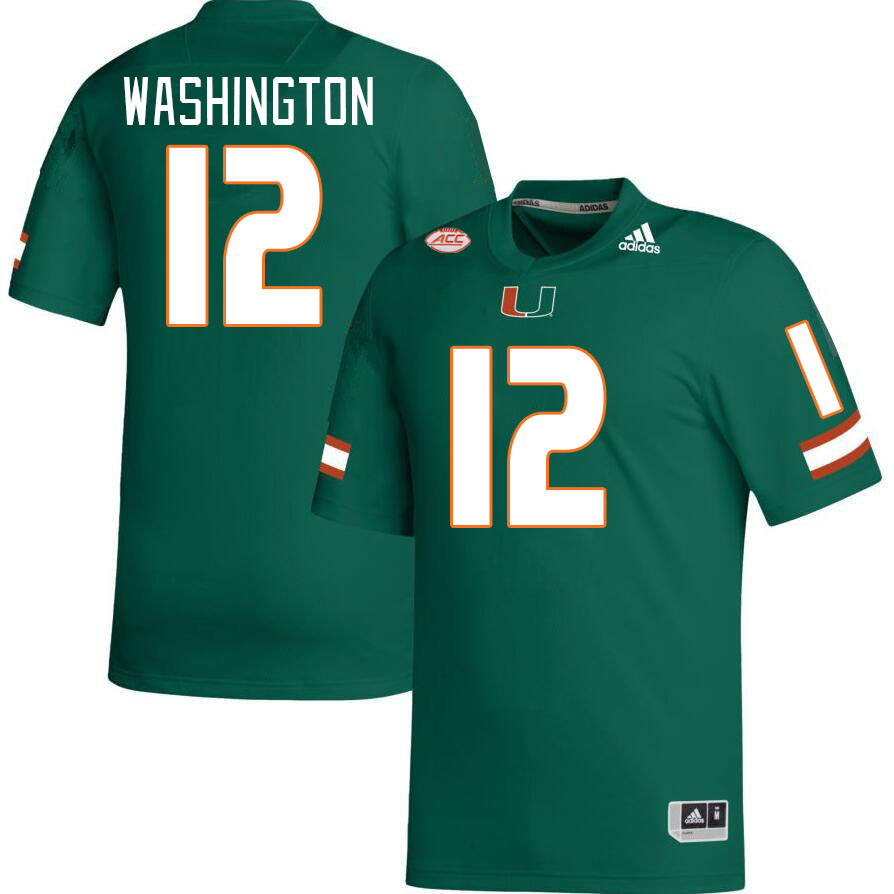 Men #12 Robby Washington Miami Hurricanes College Football Jerseys Stitched-Green - Click Image to Close
